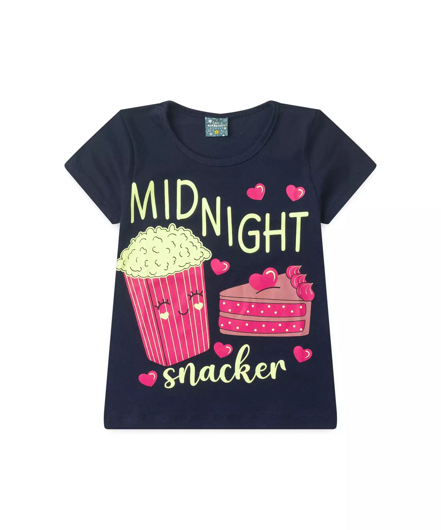 Pijama de Verão Infantil para Menina Snacker Marinho