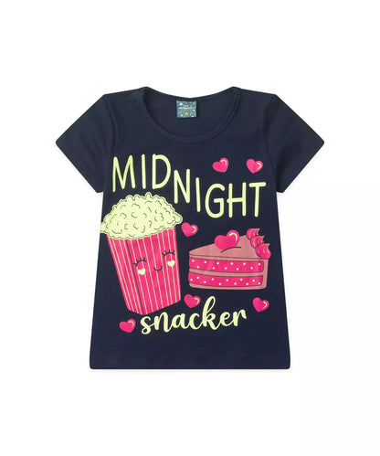Pijama de Verão Infantil para Menina Snacker Marinho