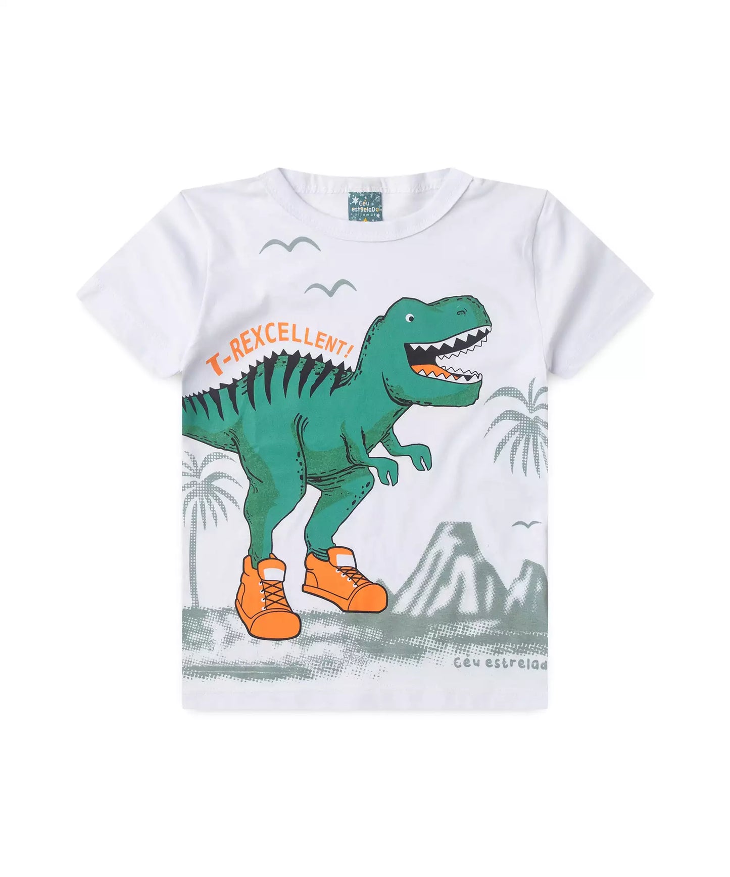 Pijama de Verão Infantil para Menino T-Rexcellent Branco