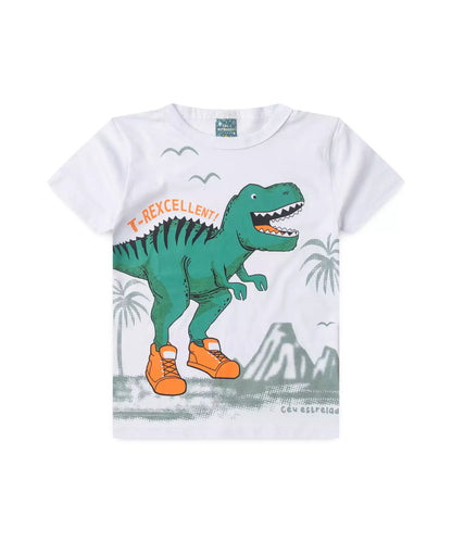 Pijama de Verão Infantil para Menino T-Rexcellent Branco