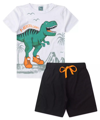 Pijama de Verão Infantil para Menino T-Rexcellent Branco