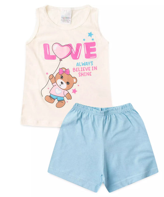Pijama de Verão para Menina Always Shine Marfim