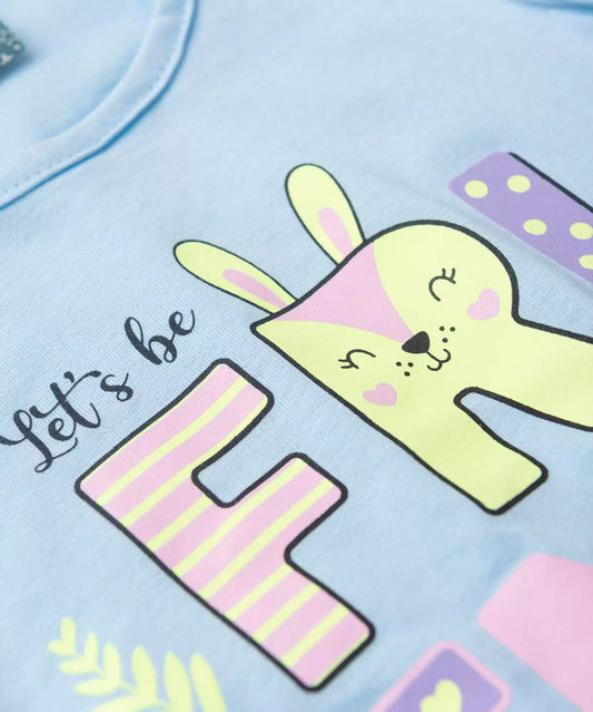 Pijama de Verão para Menina Amizade Colorida Azul