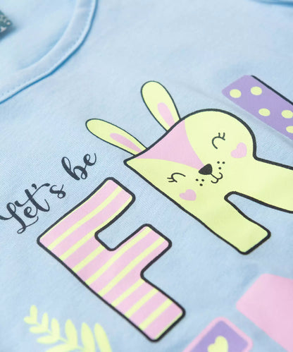 Pijama de Verão para Menina Amizade Colorida Azul