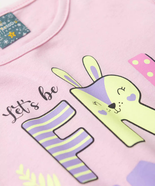 Pijama de Verão para Menina Amizade Colorida Rosa
