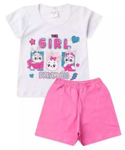 Pijama de Verão para Menina Dream Big Branco