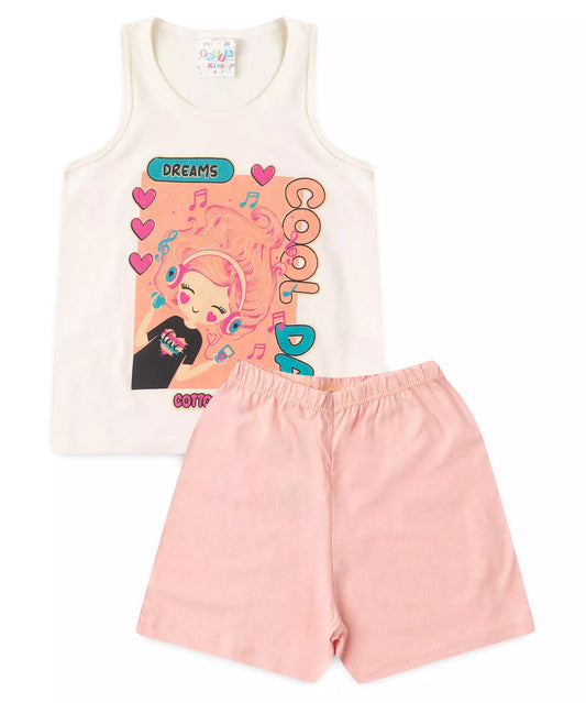 Pijama de Verão para Menina Dreams Day Marfim