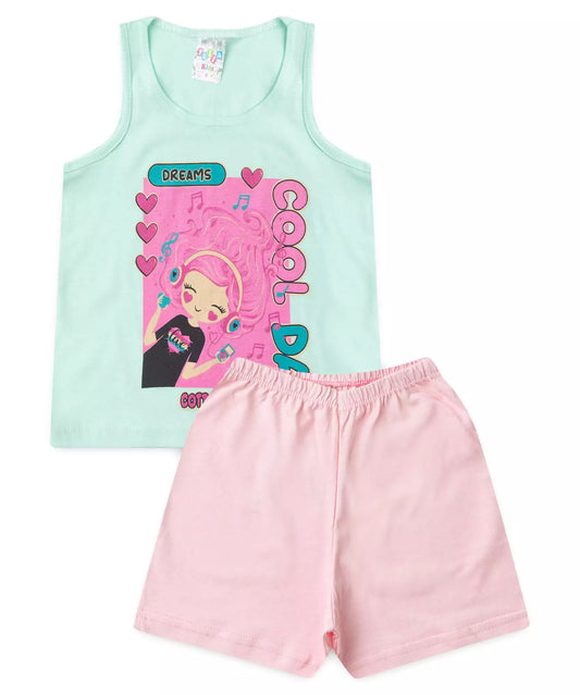 Pijama de Verão para Menina Dreams Day Verde