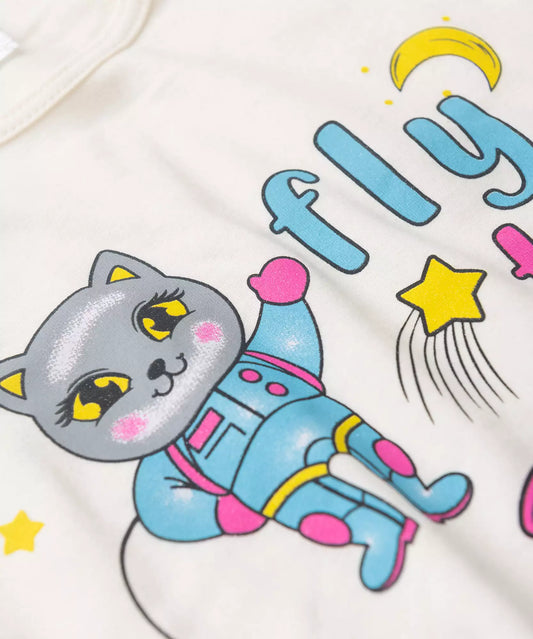 Pijama de Verão para Menina Flu to Space Marfim