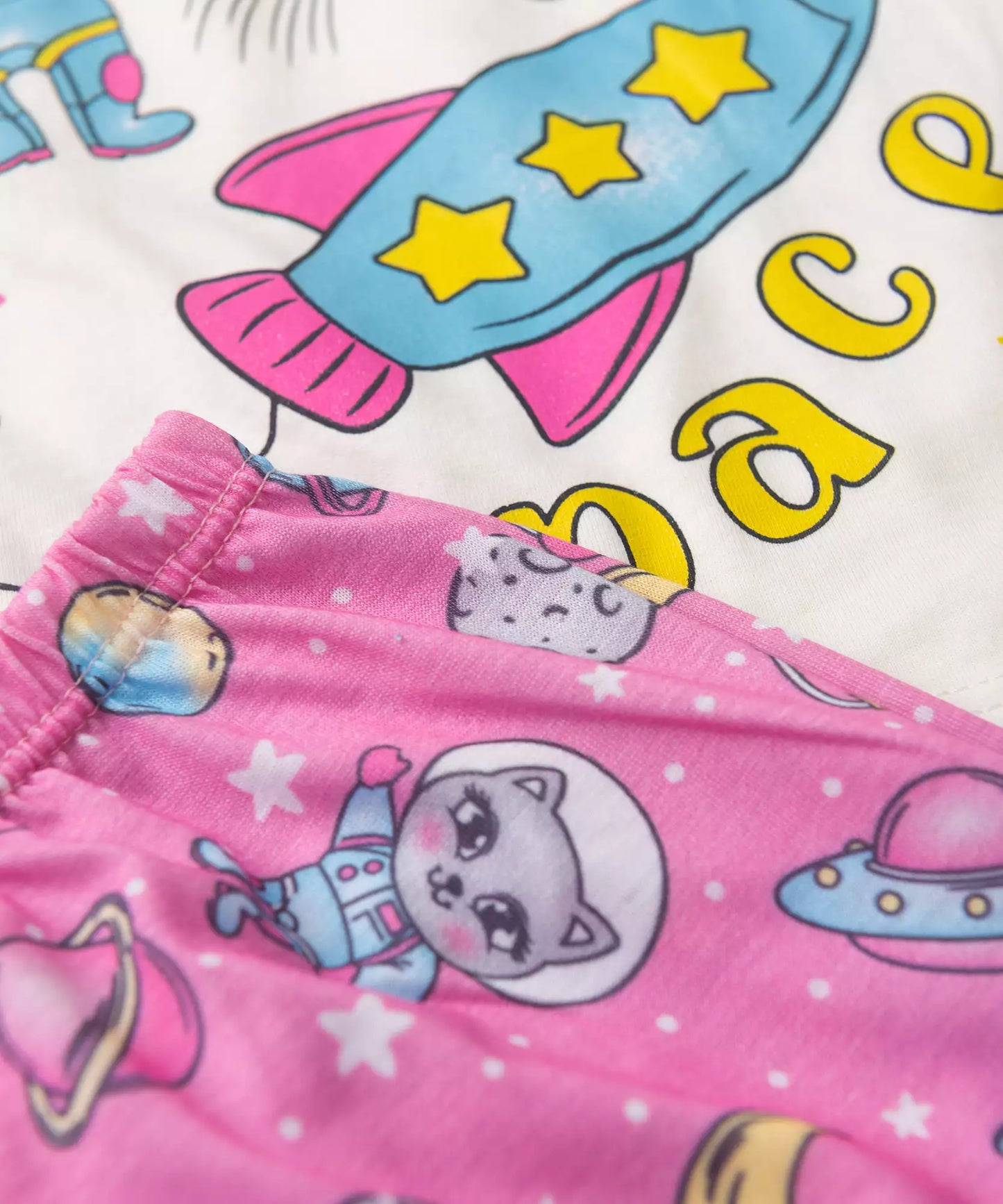 Pijama de Verão para Menina Flu to Space Marfim
