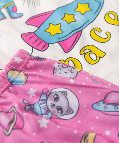 Pijama de Verão para Menina Flu to Space Marfim