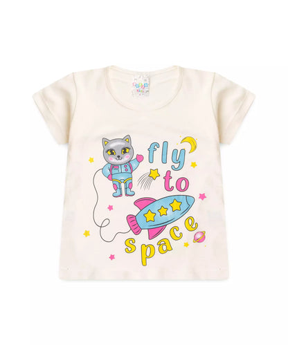 Pijama de Verão para Menina Flu to Space Marfim