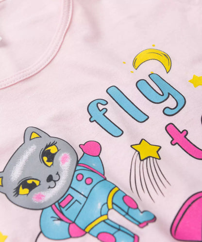 Pijama de Verão para Menina Flu to Space Rosa