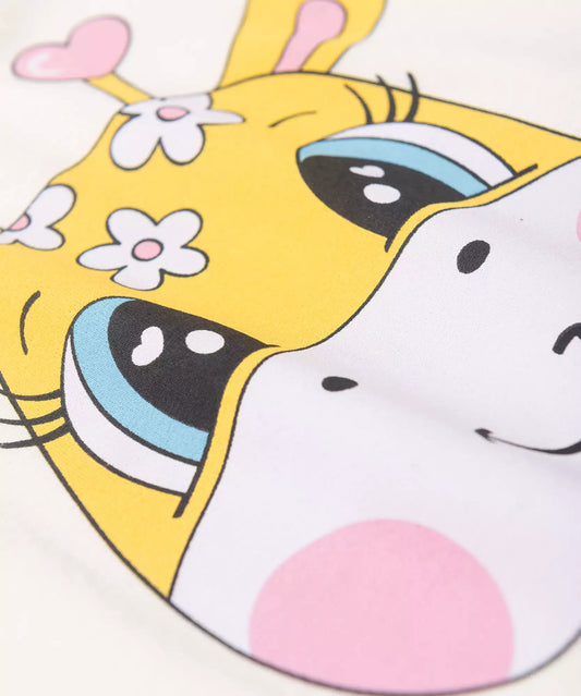 Pijama de Verão para Menina Girafinha Fofa Amarelo