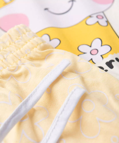 Pijama de Verão para Menina Girafinha Fofa Amarelo