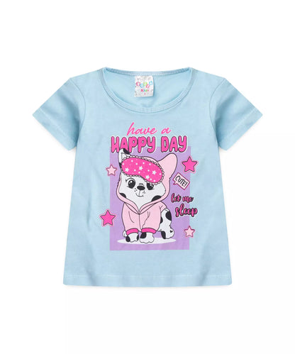 Pijama de Verão para Menina Happy Day Azul
