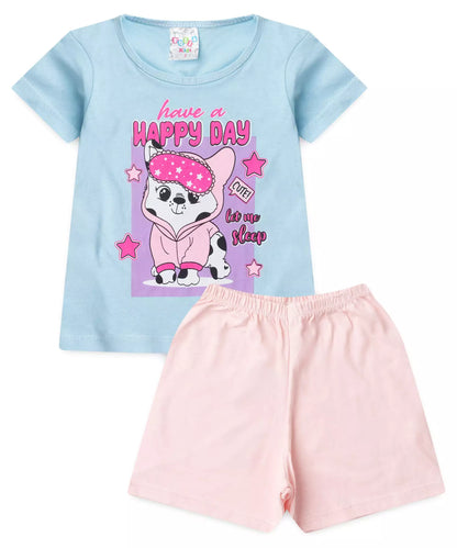 Pijama de Verão para Menina Happy Day Azul