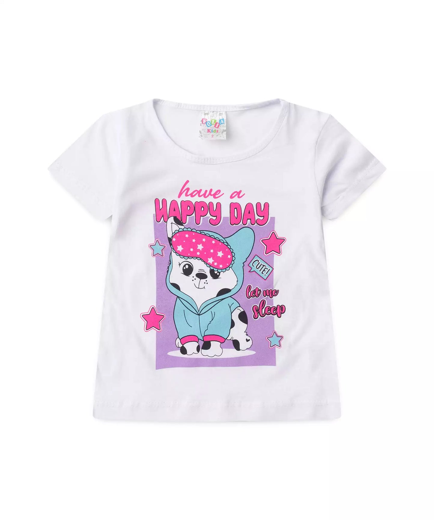 Pijama de Verão para Menina Happy Day Branco