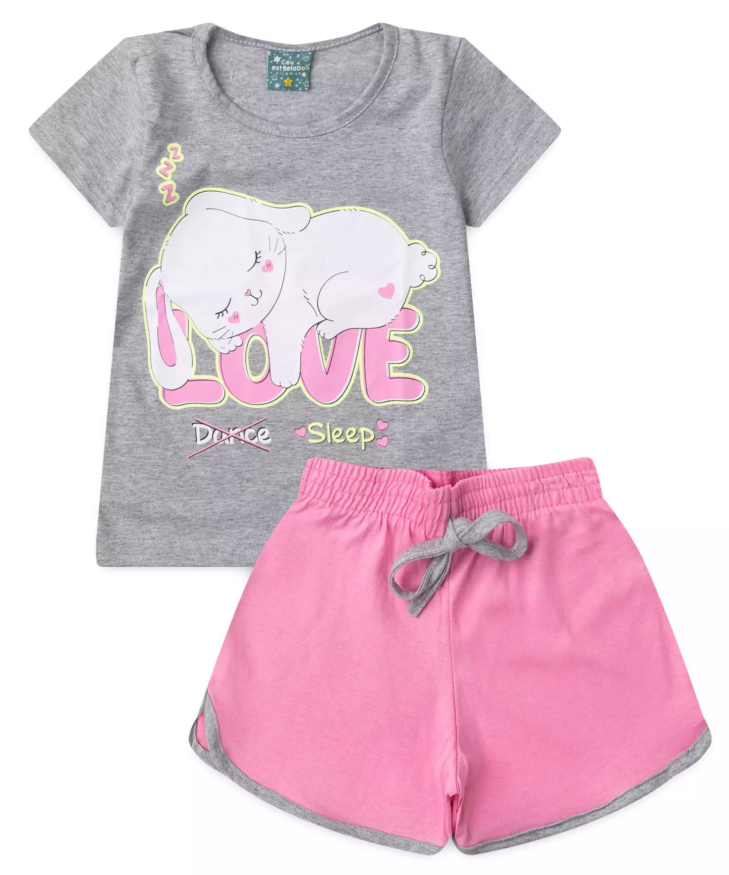 Pijama de Verão para Menina Love Sleep Mescla