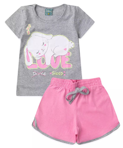 Pijama de Verão para Menina Love Sleep Mescla