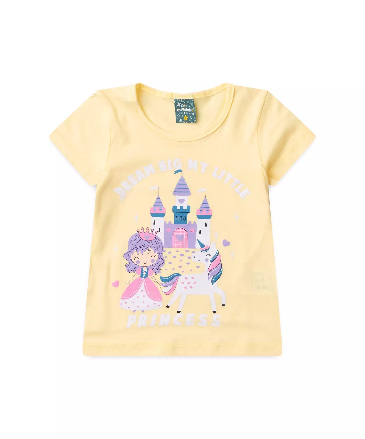 Pijama de Verão para Menina Sonho de Unicórnio Amarelo