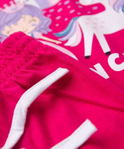 Pijama de Verão para Menina Sonho de Unicórnio Pink