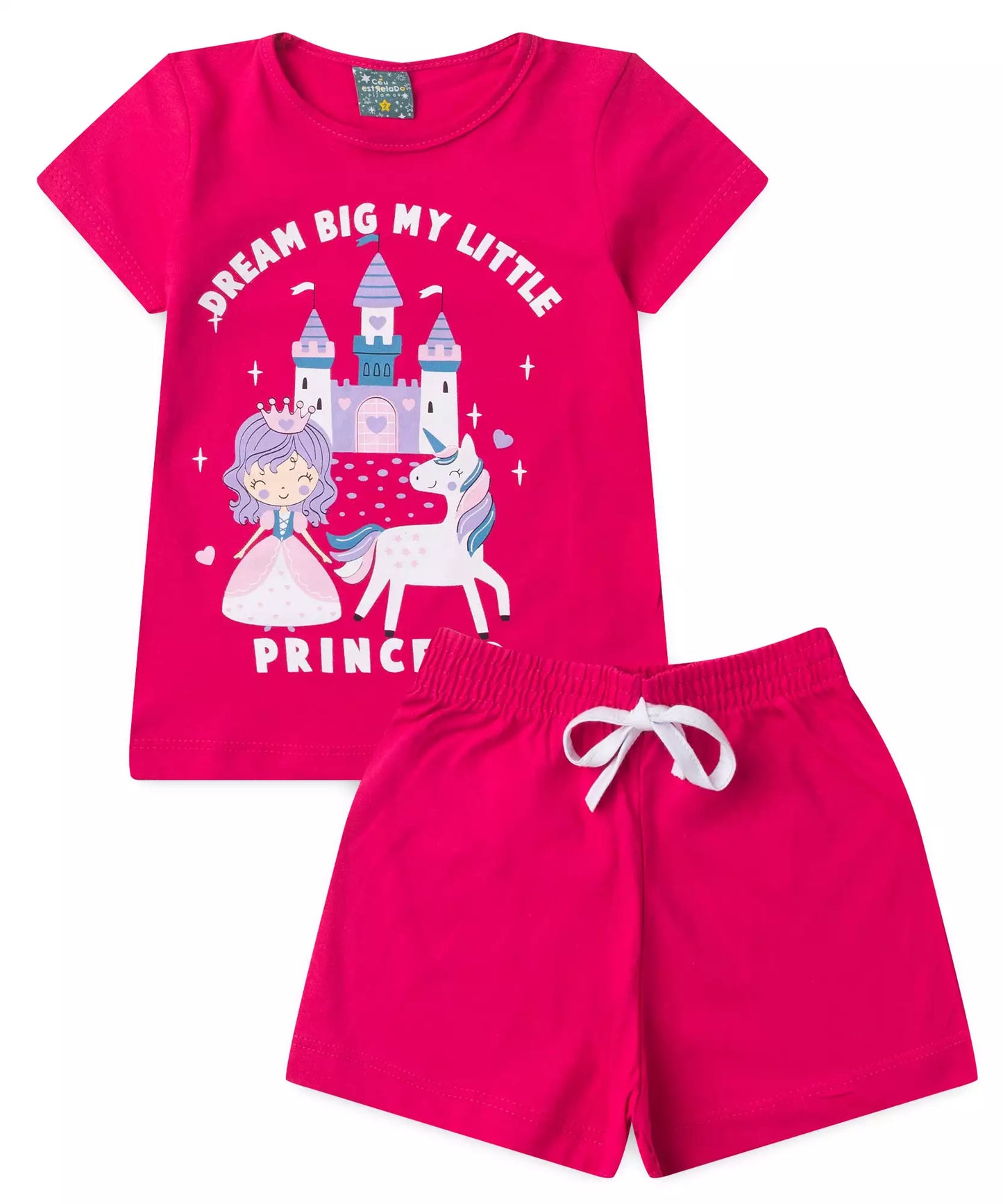Pijama de Verão para Menina Sonho de Unicórnio Pink