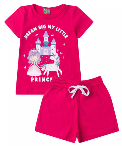 Pijama de Verão para Menina Sonho de Unicórnio Pink