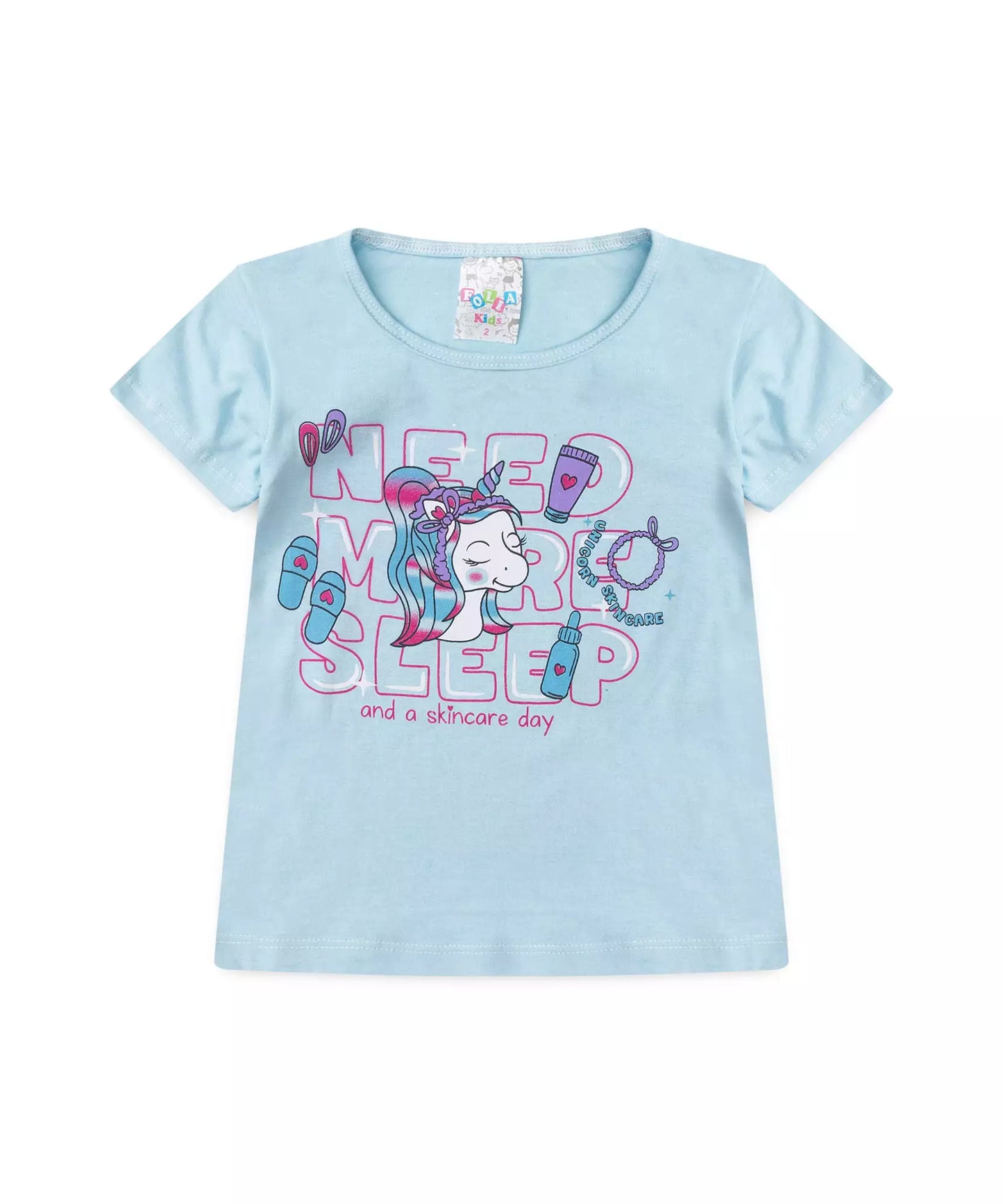 Pijama de Verão para Menina Unicorn Skincare Azul