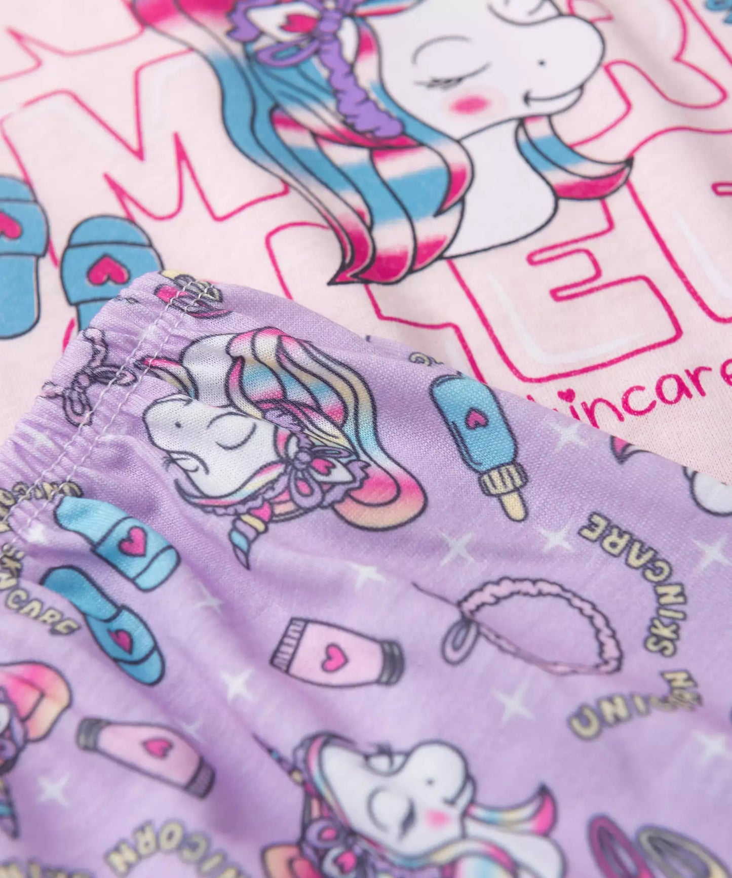 Pijama de Verão para Menina Unicorn Skincare Rosa