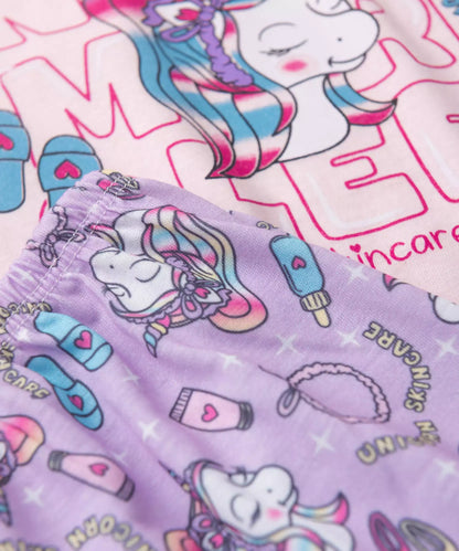 Pijama de Verão para Menina Unicorn Skincare Rosa