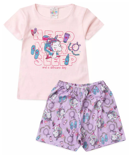 Pijama de Verão para Menina Unicorn Skincare Rosa