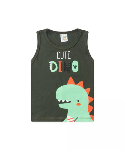 Pijama de Verão para Menino Cute Dino Verde