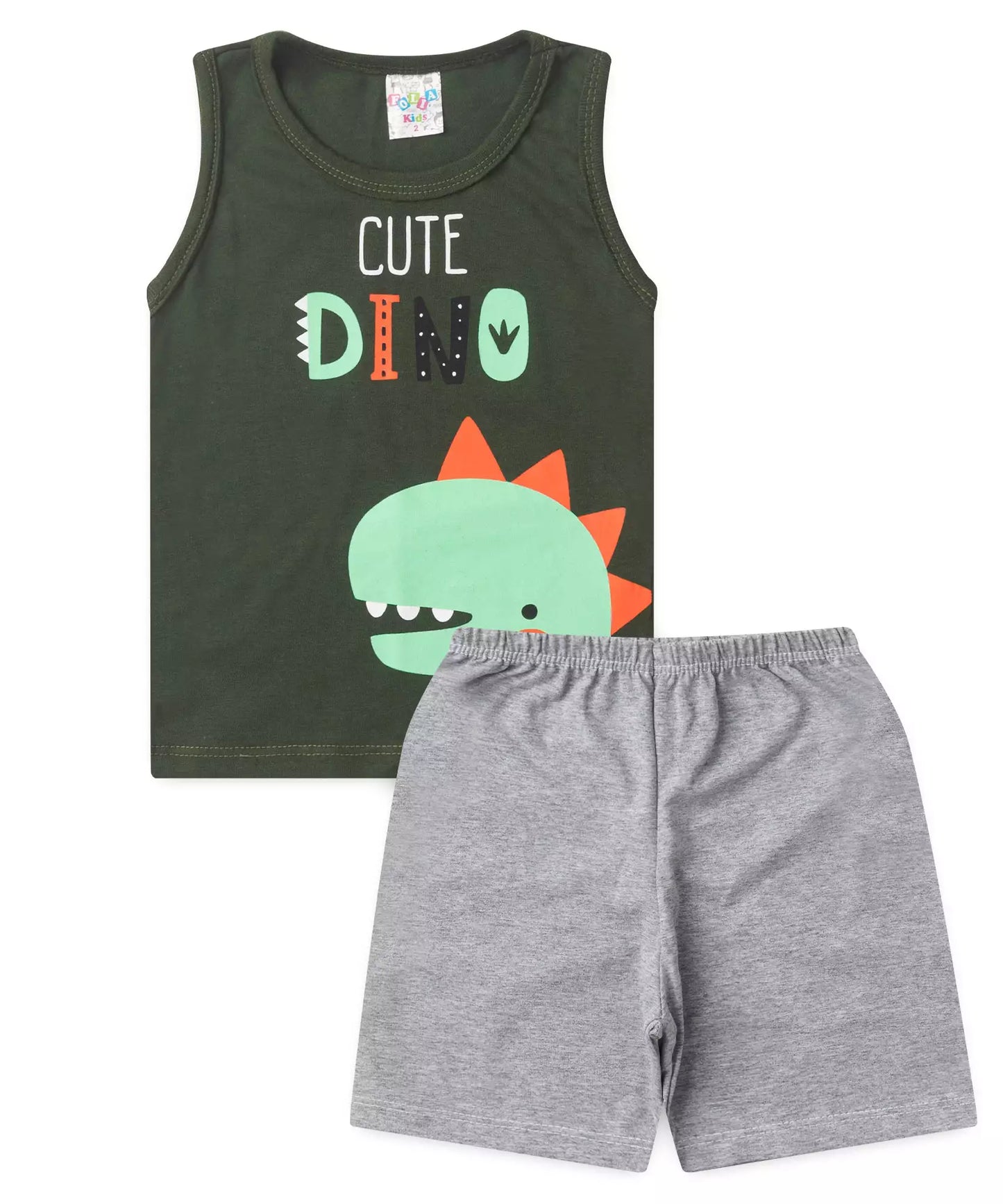 Pijama de Verão para Menino Cute Dino Verde