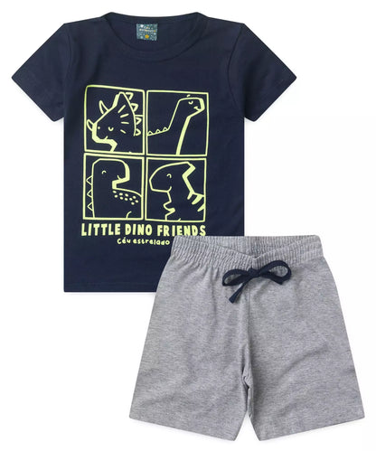 Pijama de Verão para Menino Dino Friends Marinho