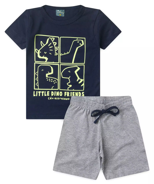 Pijama de Verão para Menino Dino Friends Marinho