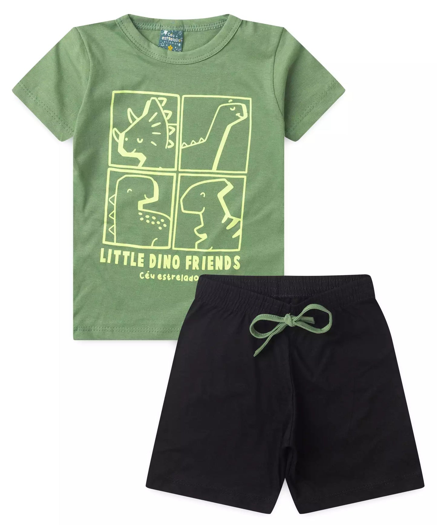 Pijama de Verão para Menino Dino Friends Verde