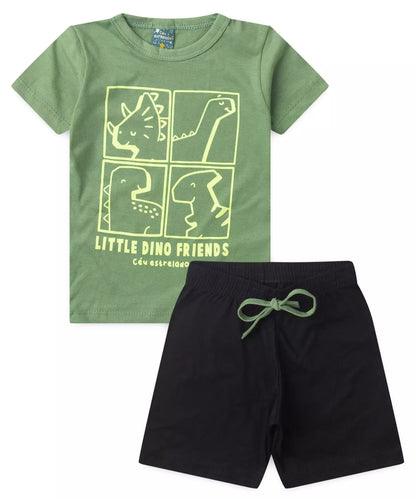 Pijama de Verão para Menino Dino Friends Verde