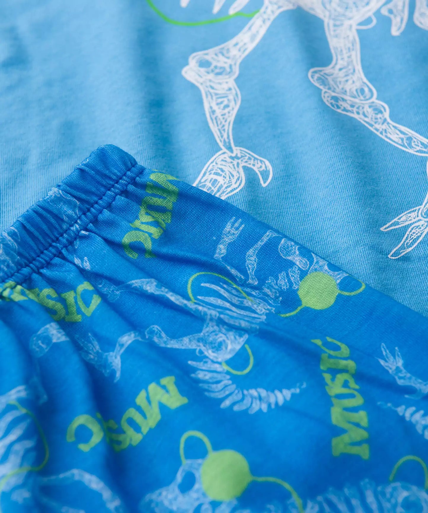 Pijama de Verão para Menino Dino Music Azul