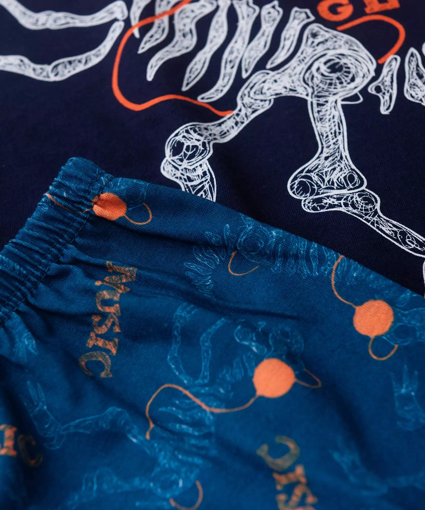 Pijama de Verão para Menino Dino Music Marinho