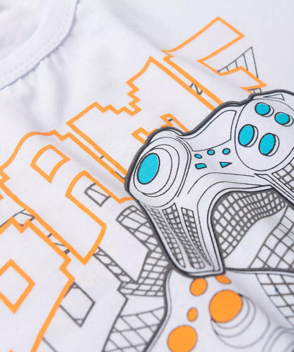 Pijama de Verão para Menino Game On Branco