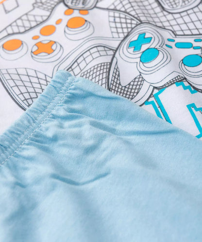 Pijama de Verão para Menino Game On Branco
