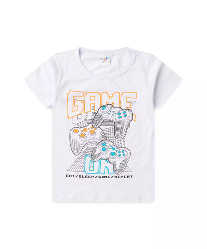 Pijama de Verão para Menino Game On Branco