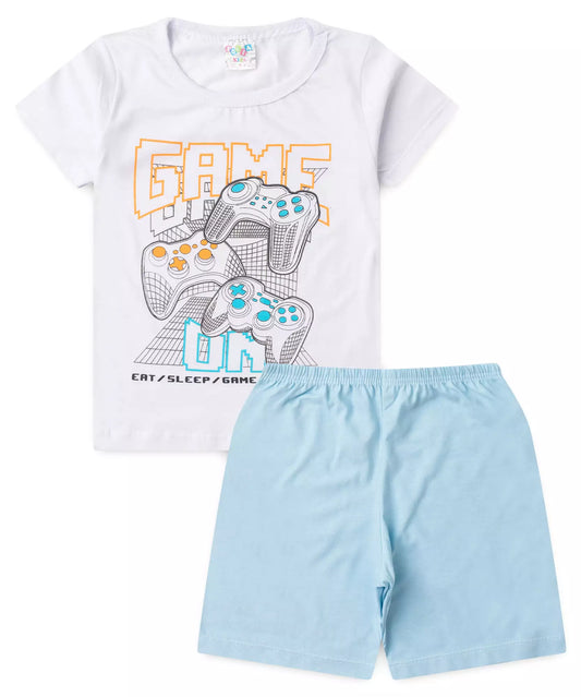 Pijama de Verão para Menino Game On Branco
