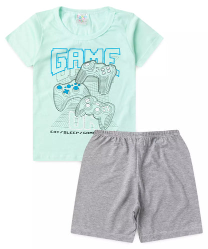 Pijama de Verão para Menino Game On Verde