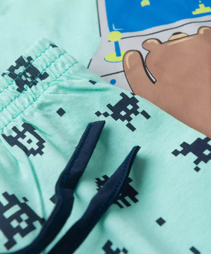 Pijama de Verão para Menino Game Verde Água