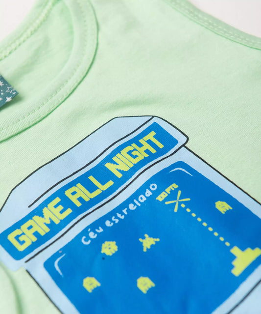 Pijama de Verão para Menino Game Verde Claro