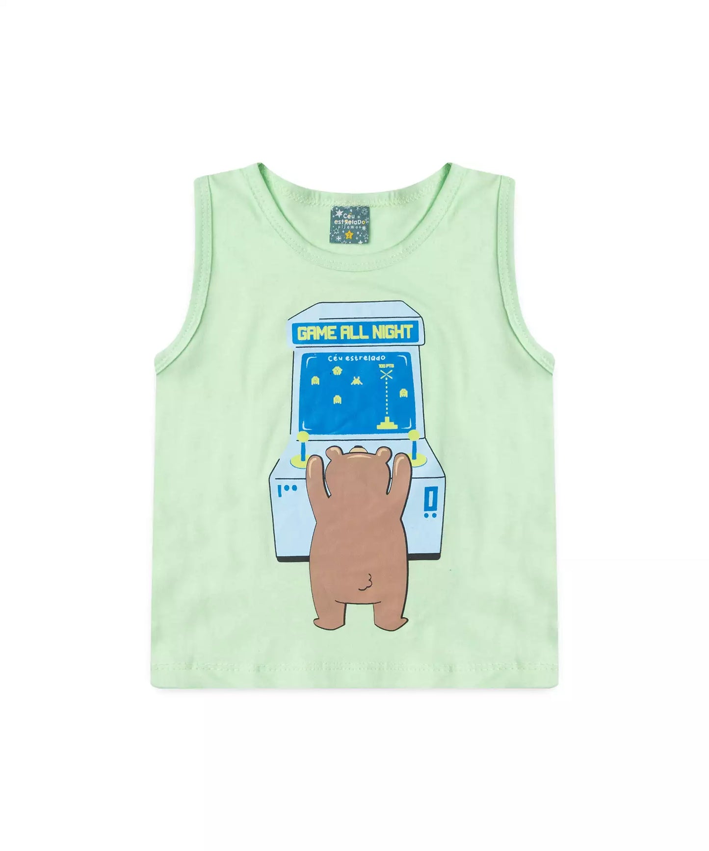 Pijama de Verão para Menino Game Verde Claro