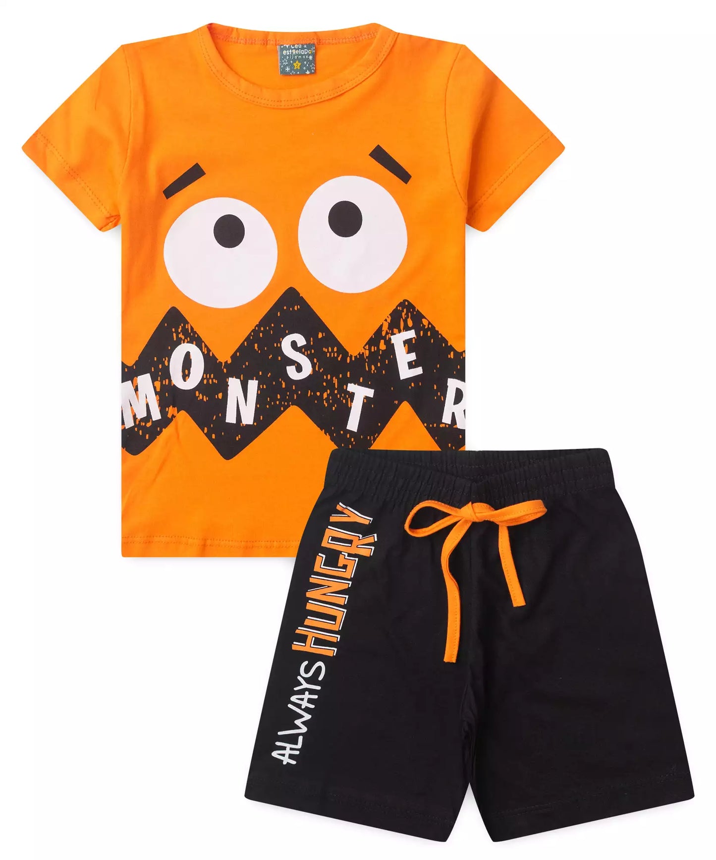 Pijama de Verão para Menino Monster Laranja