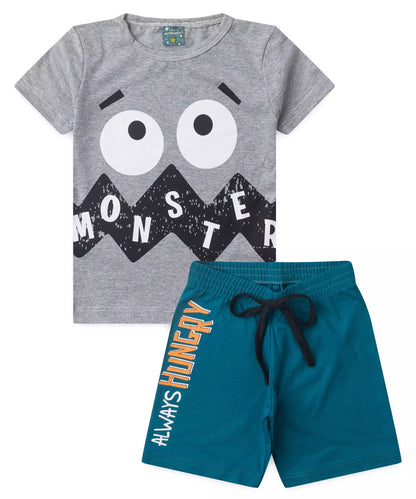 Pijama de Verão para Menino Monster Mescla